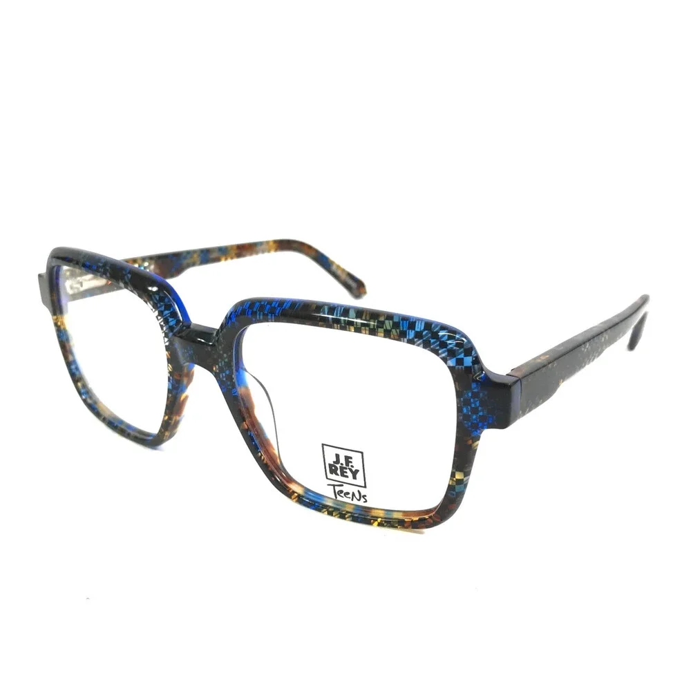 J.F. Rey Teens Eyeglasses Frames AMAURY 9220 Demi Blue Checkered 50-18-140